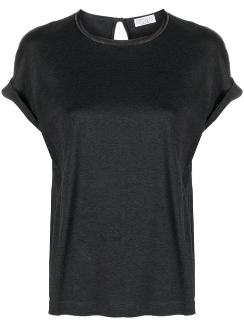 keyhole-detail cotton T-shirt